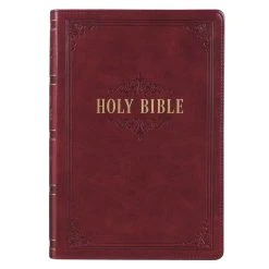 Christian Art Gifts Burgundy Faux Leather Full-size Giant Print King James Version Bible With Thumb