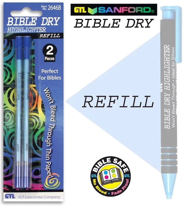 G.T. Luscombe Company, Inc Refill For Blue Dry Bible Highlighter 3 G.T. Luscombe Company, Inc Refill For Blue Dry Bible Highlighter