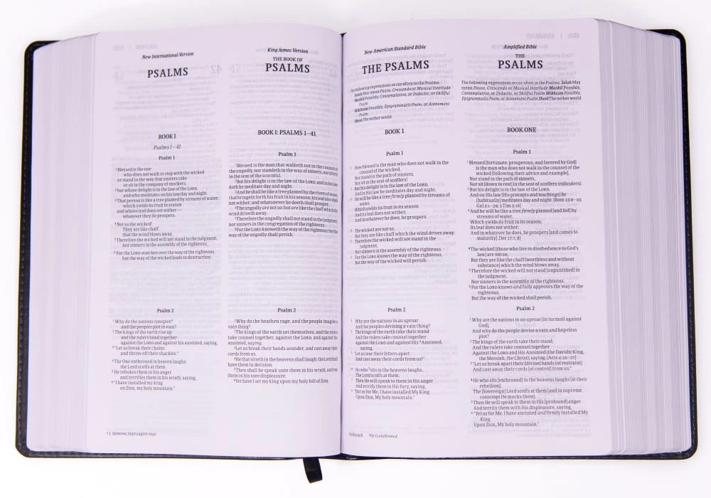 Parallel Bible Niv, Kjv, Nasb, Amplified, Black Leathersoft 5 Parallel Bible Niv, Kjv, Nasb, Amplified, Black Leathersoft - Image 3