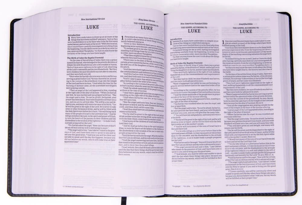 Parallel Bible Niv, Kjv, Nasb, Amplified, Black Leathersoft 6 Parallel Bible Niv, Kjv, Nasb, Amplified, Black Leathersoft - Image 4
