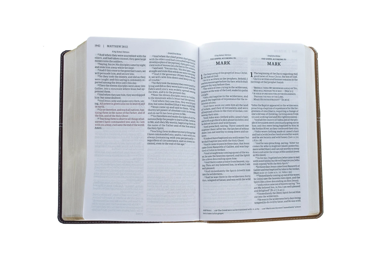 Zondervan KJV, Amplified, Parallel Bible, Large Print, Leathersoft, Tan/Burgundy 7 Zondervan KJV, Amplified, Parallel Bible, Large Print, Leathersoft, Tan/Burgundy - Image 5