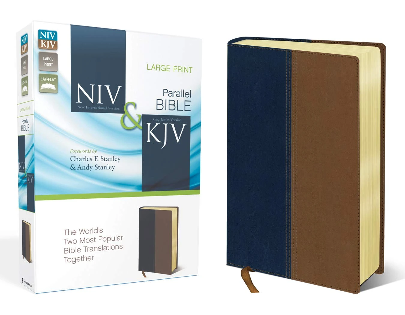 Zondervan NIV & KJV Side-By-Side Bible/Large Print-Navy/Tan Duo-Tone 4 Zondervan NIV & KJV Side-By-Side Bible/Large Print-Navy/Tan Duo-Tone - Image 2