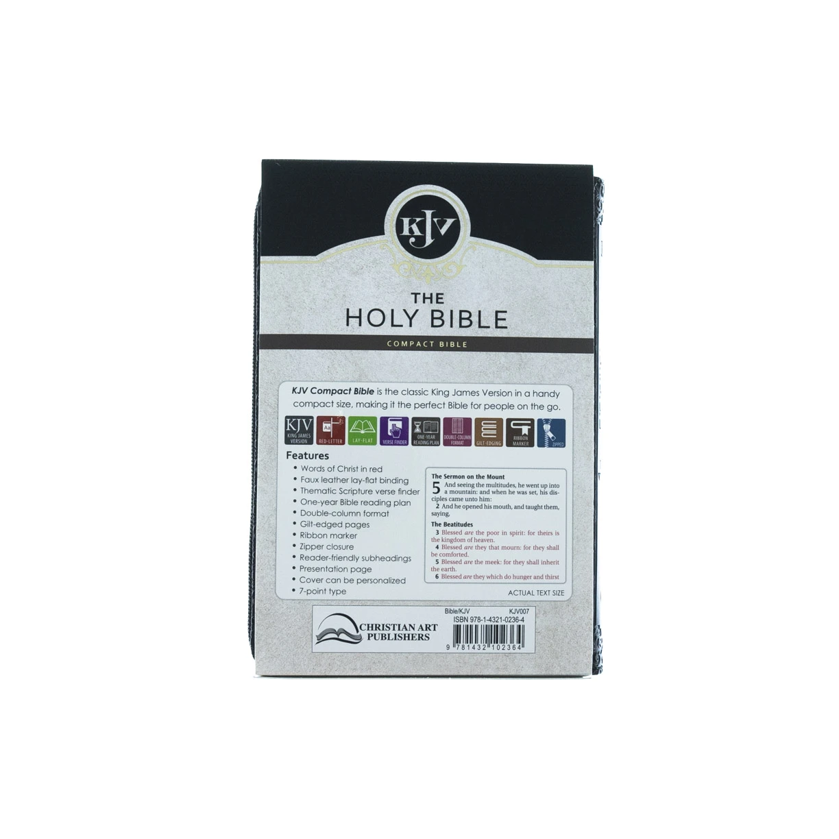 Christian Art Gifts KJV Compact Bible-Black LuxLeather W/Zipper 7 Christian Art Gifts KJV Compact Bible-Black LuxLeather W/Zipper - Image 5