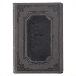 KJV Super Giant Print Bible Two-Tone Gray Faux Leather