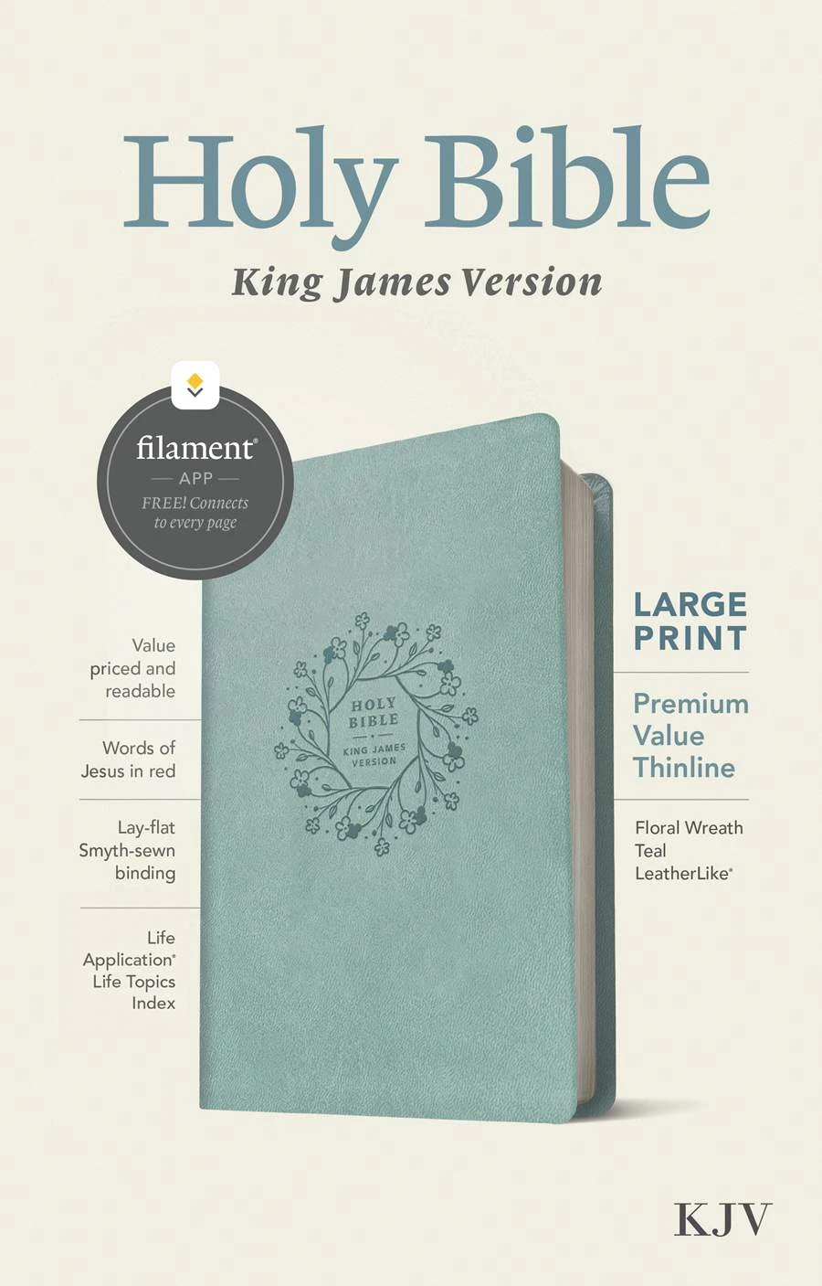 Tyndale House Publishing KJV Large Print Premium Value Thinline Teal – Filament Enabled 4 Tyndale House Publishing KJV Large Print Premium Value Thinline Teal – Filament Enabled - Image 2