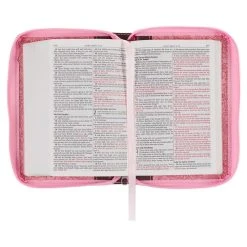 KJV Pink And Saddle Tan Faux Leather Mini Pocket Bible W/ Zipper -SHOPtheWORD store 206 0989 3 1