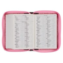 KJV Pink And Saddle Tan Faux Leather Mini Pocket Bible W/ Zipper -SHOPtheWORD store 206 0989 5 1