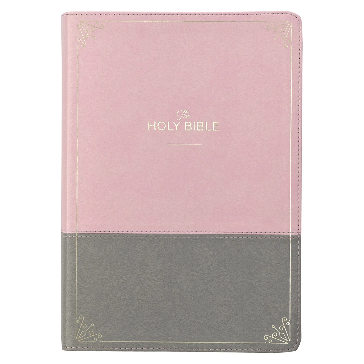KJV Pink And Gray Faux Leather Super Giant Print Full-size Bible W/ Thumb Index 3 KJV Pink And Gray Faux Leather Super Giant Print Full-size Bible W/ Thumb Index
