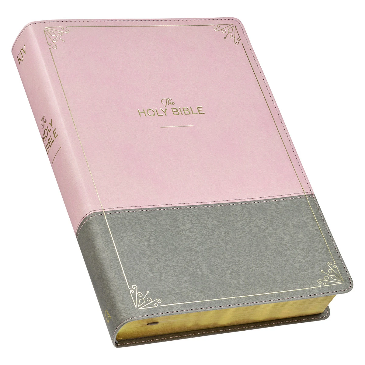 KJV Pink And Gray Faux Leather Super Giant Print Full-size Bible W/ Thumb Index 4 KJV Pink And Gray Faux Leather Super Giant Print Full-size Bible W/ Thumb Index - Image 2