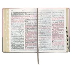 KJV Pink And Gray Faux Leather Super Giant Print Full-size Bible W/ Thumb Index 10 KJV Pink And Gray Faux Leather Super Giant Print Full-size Bible W/ Thumb Index -SHOPtheWORD store 206 0992 2