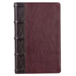 KJV Two-tone Brown Full Grain Leather Giant Print Bible W/ Thumb Index
