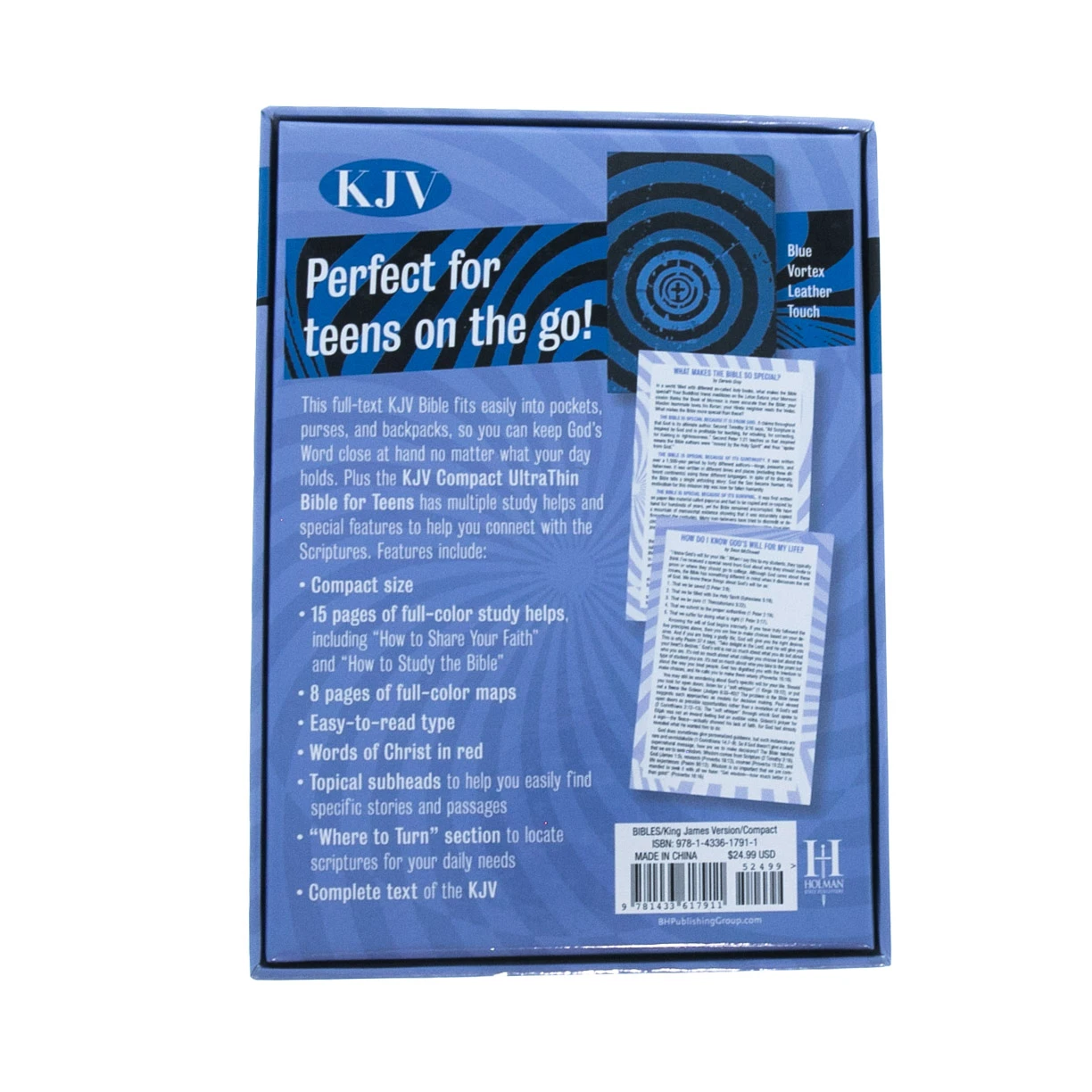 WEIGHT: 1 Lbs KJV Compact Ultrathin Bible For Teens, Blue Vortex LeatherTouch 8 WEIGHT: 1 Lbs KJV Compact Ultrathin Bible For Teens, Blue Vortex LeatherTouch - Image 6