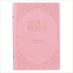 Christian Art Gifts KJV Giant Print Full-size Bible Pink Faux Leather Thumb-index