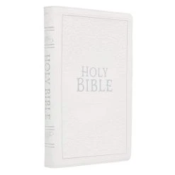 Christian Art Gifts KJV Bible White Faux Leather Large Print Thinline Thumb Index