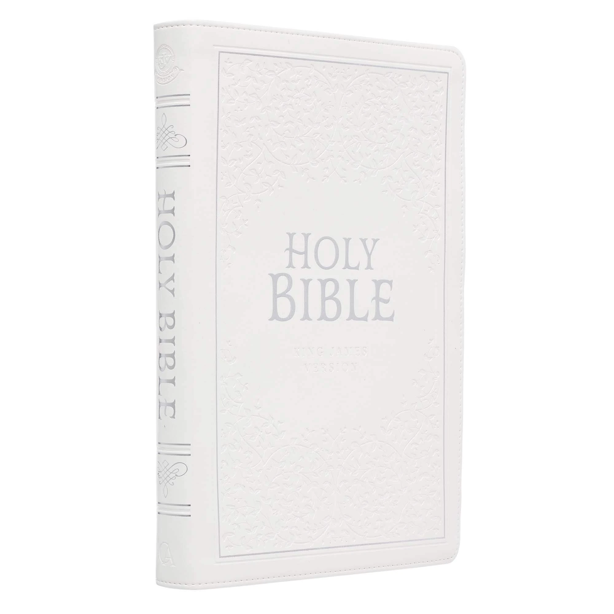 Christian Art Gifts KJV Bible White Faux Leather Large Print Thinline Thumb Index 3 Christian Art Gifts KJV Bible White Faux Leather Large Print Thinline Thumb Index