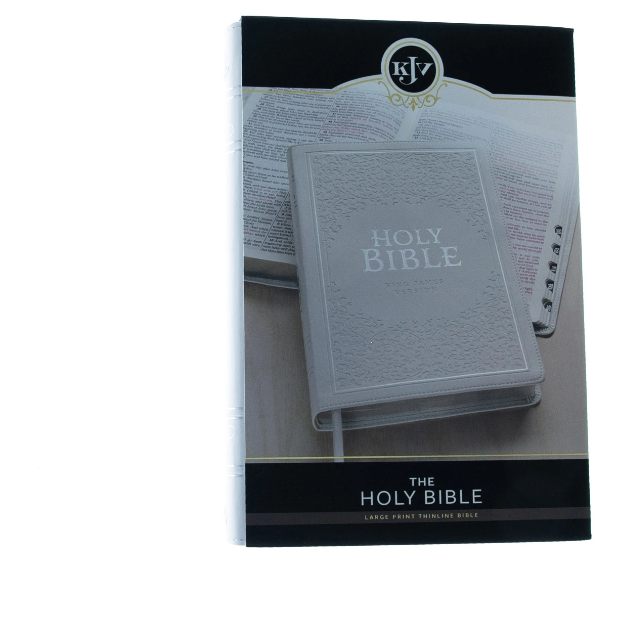 Christian Art Gifts KJV Bible White Faux Leather Large Print Thinline Thumb Index 4 Christian Art Gifts KJV Bible White Faux Leather Large Print Thinline Thumb Index - Image 2