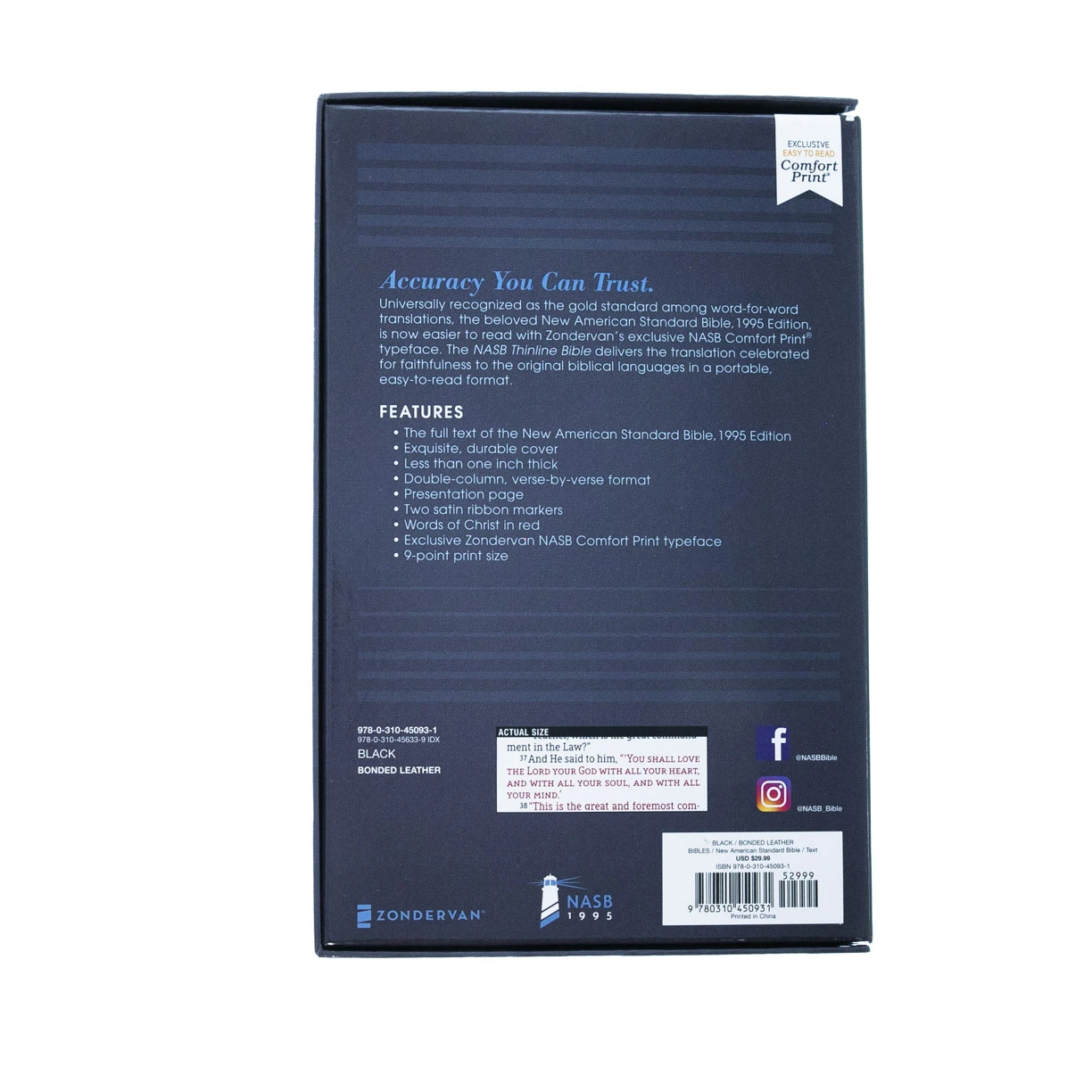 Zondervan NASB, Thinline Bible, Bonded Leather, Black, Red Letter Edition 7 Zondervan NASB, Thinline Bible, Bonded Leather, Black, Red Letter Edition - Image 5