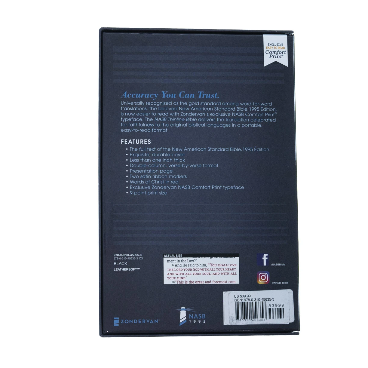 Zondervan NASB, Thinline Bible, Leathersoft, Black, 1995 Text, Thumb Indexed 7 Zondervan NASB, Thinline Bible, Leathersoft, Black, 1995 Text, Thumb Indexed - Image 5