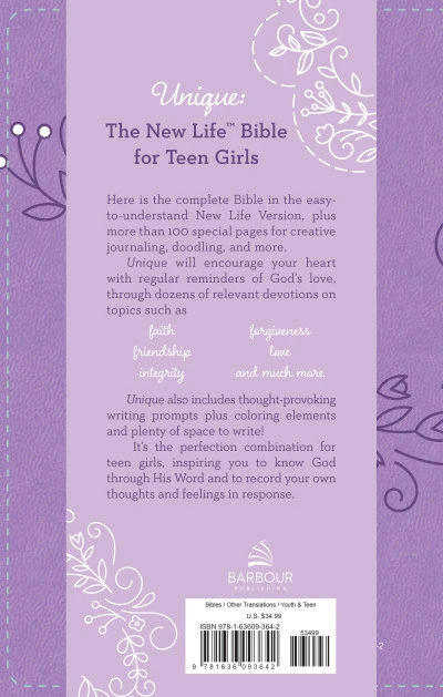 Barbour Publishing NLV Unique Bible For Teen Girls 4 Barbour Publishing NLV Unique Bible For Teen Girls - Image 2